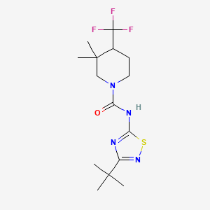 molecular formula C15H23F3N4OS B7208588 N-(3-tert-butyl-1,2,4-thiadiazol-5-yl)-3,3-dimethyl-4-(trifluoromethyl)piperidine-1-carboxamide 