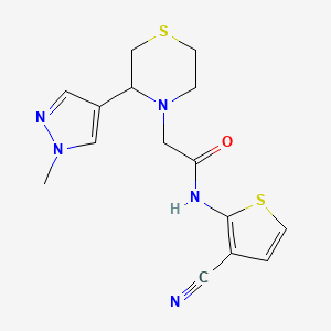 molecular formula C15H17N5OS2 B7208644 N-(3-cyanothiophen-2-yl)-2-[3-(1-methylpyrazol-4-yl)thiomorpholin-4-yl]acetamide 