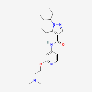 molecular formula C20H31N5O2 B7208647 N-[2-[2-(dimethylamino)ethoxy]pyridin-4-yl]-5-ethyl-1-pentan-3-ylpyrazole-4-carboxamide 