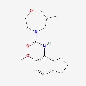 molecular formula C17H24N2O3 B7208665 N-(5-methoxy-2,3-dihydro-1H-inden-4-yl)-6-methyl-1,4-oxazepane-4-carboxamide 