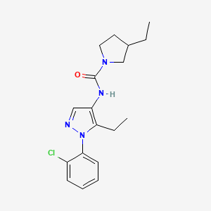 molecular formula C18H23ClN4O B7208704 N-[1-(2-chlorophenyl)-5-ethylpyrazol-4-yl]-3-ethylpyrrolidine-1-carboxamide 