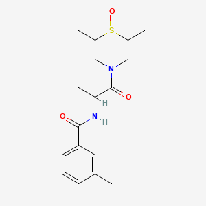 molecular formula C17H24N2O3S B7208712 N-[1-(2,6-dimethyl-1-oxo-1,4-thiazinan-4-yl)-1-oxopropan-2-yl]-3-methylbenzamide 