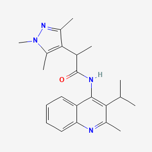 molecular formula C22H28N4O B7208736 N-(2-methyl-3-propan-2-ylquinolin-4-yl)-2-(1,3,5-trimethylpyrazol-4-yl)propanamide 