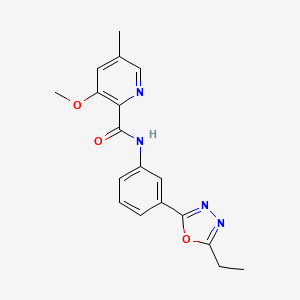 molecular formula C18H18N4O3 B7208753 N-[3-(5-ethyl-1,3,4-oxadiazol-2-yl)phenyl]-3-methoxy-5-methylpyridine-2-carboxamide 