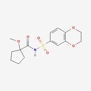 molecular formula C15H19NO6S B7208850 N-(2,3-dihydro-1,4-benzodioxin-6-ylsulfonyl)-1-methoxycyclopentane-1-carboxamide 