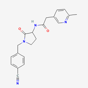 molecular formula C20H20N4O2 B7208919 N-[1-[(4-cyanophenyl)methyl]-2-oxopyrrolidin-3-yl]-2-(6-methylpyridin-3-yl)acetamide 