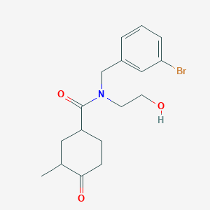 molecular formula C17H22BrNO3 B7208933 N-[(3-bromophenyl)methyl]-N-(2-hydroxyethyl)-3-methyl-4-oxocyclohexane-1-carboxamide 