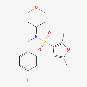 molecular formula C18H22FNO4S B7209081 N-[(4-fluorophenyl)methyl]-2,5-dimethyl-N-(oxan-4-yl)furan-3-sulfonamide 