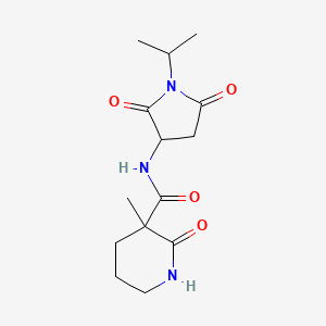 molecular formula C14H21N3O4 B7209287 N-(2,5-dioxo-1-propan-2-ylpyrrolidin-3-yl)-3-methyl-2-oxopiperidine-3-carboxamide 