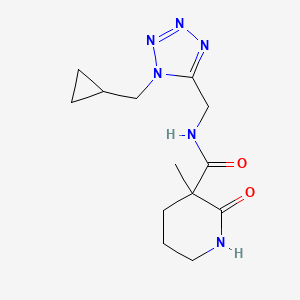 molecular formula C13H20N6O2 B7209316 N-[[1-(cyclopropylmethyl)tetrazol-5-yl]methyl]-3-methyl-2-oxopiperidine-3-carboxamide 