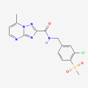 molecular formula C15H14ClN5O3S B7209535 N-[(3-chloro-4-methylsulfonylphenyl)methyl]-7-methyl-[1,2,4]triazolo[1,5-a]pyrimidine-2-carboxamide 
