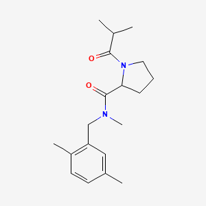 molecular formula C19H28N2O2 B7209712 N-[(2,5-dimethylphenyl)methyl]-N-methyl-1-(2-methylpropanoyl)pyrrolidine-2-carboxamide 