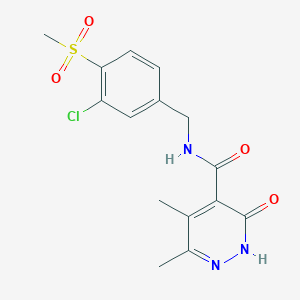 molecular formula C15H16ClN3O4S B7209745 N-[(3-chloro-4-methylsulfonylphenyl)methyl]-3,4-dimethyl-6-oxo-1H-pyridazine-5-carboxamide 
