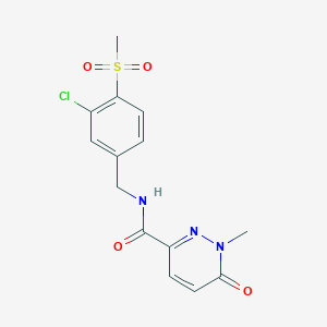 molecular formula C14H14ClN3O4S B7209773 N-[(3-chloro-4-methylsulfonylphenyl)methyl]-1-methyl-6-oxopyridazine-3-carboxamide 