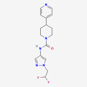 molecular formula C16H19F2N5O B7209822 N-[1-(2,2-difluoroethyl)pyrazol-4-yl]-4-pyridin-4-ylpiperidine-1-carboxamide 