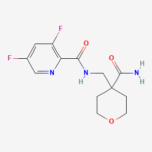 molecular formula C13H15F2N3O3 B7209849 N-[(4-carbamoyloxan-4-yl)methyl]-3,5-difluoropyridine-2-carboxamide 