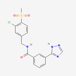 molecular formula C17H15ClN4O3S B7209942 N-[(3-chloro-4-methylsulfonylphenyl)methyl]-3-(1H-1,2,4-triazol-5-yl)benzamide 