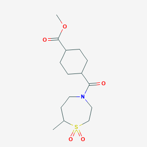 molecular formula C15H25NO5S B7209973 Methyl 4-(7-methyl-1,1-dioxo-1,4-thiazepane-4-carbonyl)cyclohexane-1-carboxylate 