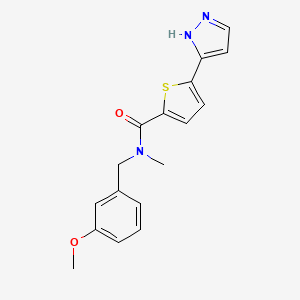 molecular formula C17H17N3O2S B7210066 N-[(3-methoxyphenyl)methyl]-N-methyl-5-(1H-pyrazol-5-yl)thiophene-2-carboxamide 
