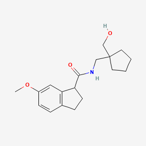 molecular formula C18H25NO3 B7210194 N-[[1-(hydroxymethyl)cyclopentyl]methyl]-6-methoxy-2,3-dihydro-1H-indene-1-carboxamide 