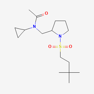 molecular formula C16H30N2O3S B7210208 N-cyclopropyl-N-[[1-(3,3-dimethylbutylsulfonyl)pyrrolidin-2-yl]methyl]acetamide 