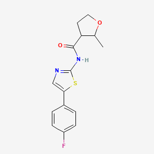 molecular formula C15H15FN2O2S B7210261 N-[5-(4-fluorophenyl)-1,3-thiazol-2-yl]-2-methyloxolane-3-carboxamide 