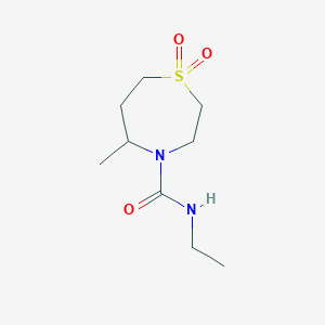 molecular formula C9H18N2O3S B7210444 N-ethyl-5-methyl-1,1-dioxo-1,4-thiazepane-4-carboxamide 