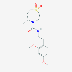 molecular formula C17H26N2O5S B7210456 N-[2-(2,4-dimethoxyphenyl)ethyl]-5-methyl-1,1-dioxo-1,4-thiazepane-4-carboxamide 