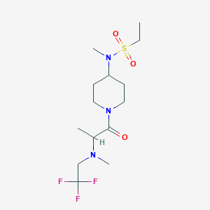 molecular formula C14H26F3N3O3S B7210506 N-methyl-N-[1-[2-[methyl(2,2,2-trifluoroethyl)amino]propanoyl]piperidin-4-yl]ethanesulfonamide 