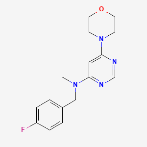 molecular formula C16H19FN4O B7210571 N-[(4-fluorophenyl)methyl]-N-methyl-6-morpholin-4-ylpyrimidin-4-amine 