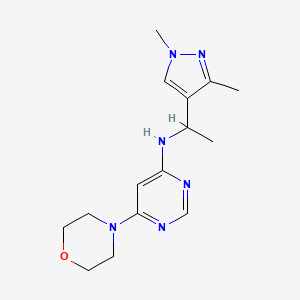 molecular formula C15H22N6O B7210626 N-[1-(1,3-dimethylpyrazol-4-yl)ethyl]-6-morpholin-4-ylpyrimidin-4-amine 