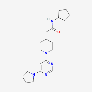 molecular formula C20H31N5O B7210627 N-cyclopentyl-2-[1-(6-pyrrolidin-1-ylpyrimidin-4-yl)piperidin-4-yl]acetamide 