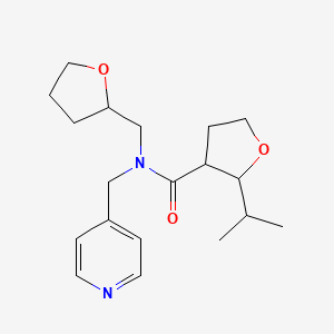 molecular formula C19H28N2O3 B7210748 N-(oxolan-2-ylmethyl)-2-propan-2-yl-N-(pyridin-4-ylmethyl)oxolane-3-carboxamide 