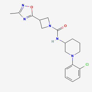 molecular formula C18H22ClN5O2 B7210838 N-[1-(2-chlorophenyl)piperidin-3-yl]-3-(3-methyl-1,2,4-oxadiazol-5-yl)azetidine-1-carboxamide 