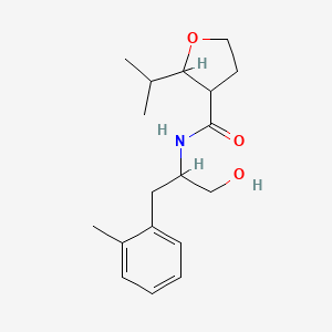 molecular formula C18H27NO3 B7210877 N-[1-hydroxy-3-(2-methylphenyl)propan-2-yl]-2-propan-2-yloxolane-3-carboxamide 