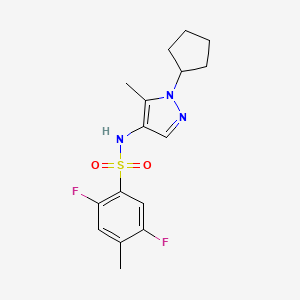 molecular formula C16H19F2N3O2S B7210964 N-(1-cyclopentyl-5-methylpyrazol-4-yl)-2,5-difluoro-4-methylbenzenesulfonamide 