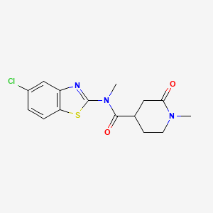 molecular formula C15H16ClN3O2S B7211011 N-(5-chloro-1,3-benzothiazol-2-yl)-N,1-dimethyl-2-oxopiperidine-4-carboxamide 