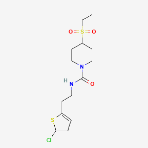 molecular formula C14H21ClN2O3S2 B7211342 N-[2-(5-chlorothiophen-2-yl)ethyl]-4-ethylsulfonylpiperidine-1-carboxamide 