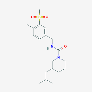 molecular formula C19H30N2O3S B7211351 N-[(4-methyl-3-methylsulfonylphenyl)methyl]-3-(2-methylpropyl)piperidine-1-carboxamide 