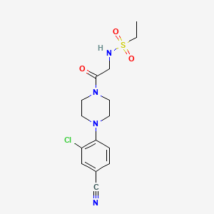 molecular formula C15H19ClN4O3S B7211435 N-[2-[4-(2-chloro-4-cyanophenyl)piperazin-1-yl]-2-oxoethyl]ethanesulfonamide 