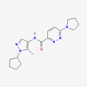 molecular formula C18H24N6O B7211451 N-(1-cyclopentyl-5-methylpyrazol-4-yl)-6-pyrrolidin-1-ylpyridazine-3-carboxamide 