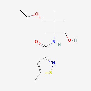 molecular formula C14H22N2O3S B7211510 N-[3-ethoxy-1-(hydroxymethyl)-2,2-dimethylcyclobutyl]-5-methyl-1,2-thiazole-3-carboxamide 