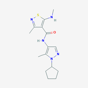 molecular formula C15H21N5OS B7211522 N-(1-cyclopentyl-5-methylpyrazol-4-yl)-3-methyl-5-(methylamino)-1,2-thiazole-4-carboxamide 