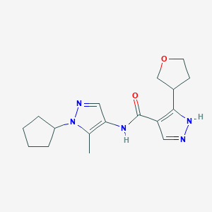 molecular formula C17H23N5O2 B7211542 N-(1-cyclopentyl-5-methylpyrazol-4-yl)-5-(oxolan-3-yl)-1H-pyrazole-4-carboxamide 