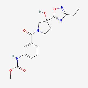 molecular formula C17H20N4O5 B7211591 methyl N-[3-[3-(3-ethyl-1,2,4-oxadiazol-5-yl)-3-hydroxypyrrolidine-1-carbonyl]phenyl]carbamate 