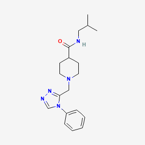 molecular formula C19H27N5O B7211628 N-(2-methylpropyl)-1-[(4-phenyl-1,2,4-triazol-3-yl)methyl]piperidine-4-carboxamide 