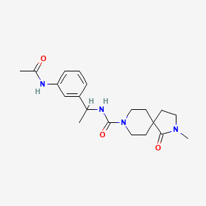 molecular formula C20H28N4O3 B7211766 N-[1-(3-acetamidophenyl)ethyl]-2-methyl-1-oxo-2,8-diazaspiro[4.5]decane-8-carboxamide 