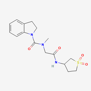 molecular formula C16H21N3O4S B7211779 N-[2-[(1,1-dioxothiolan-3-yl)amino]-2-oxoethyl]-N-methyl-2,3-dihydroindole-1-carboxamide 