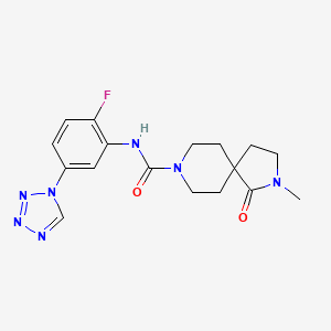 molecular formula C17H20FN7O2 B7211780 N-[2-fluoro-5-(tetrazol-1-yl)phenyl]-2-methyl-1-oxo-2,8-diazaspiro[4.5]decane-8-carboxamide 