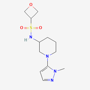 molecular formula C12H20N4O3S B7211787 N-[1-(2-methylpyrazol-3-yl)piperidin-3-yl]oxetane-3-sulfonamide 